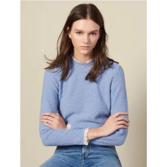Sandro Sweaters - Sandro Paris Lace Trim Pointelle Sweater